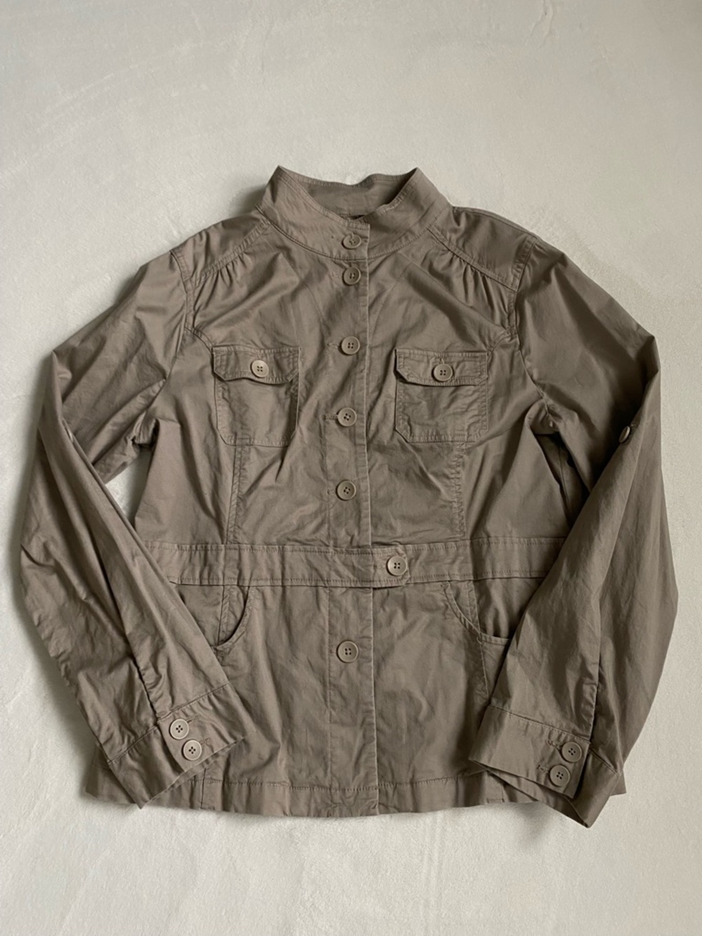 Lightweight Taupe Button-Up Utility Jacket